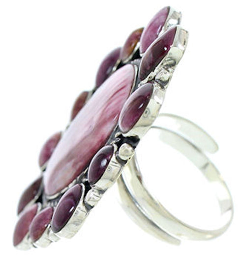Large Statement Purple Oyster Shell Silver Ring Size 7-1/4 BW72925